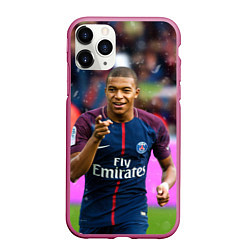 Чехол iPhone 11 Pro матовый Килиан Мбаппе, цвет: 3D-малиновый