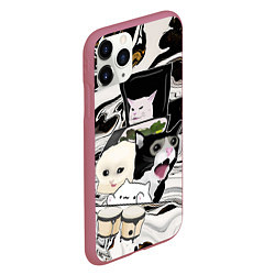 Чехол iPhone 11 Pro матовый Woman yelling at cat, цвет: 3D-малиновый — фото 2