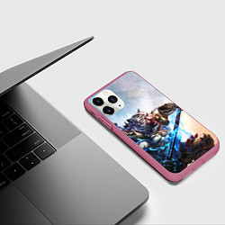 Чехол iPhone 11 Pro матовый Warrior Zoomorph, цвет: 3D-малиновый — фото 2