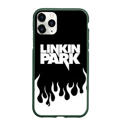 Чехол iPhone 11 Pro матовый Linkin Park: Black Flame, цвет: 3D-темно-зеленый