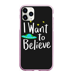 Чехол iPhone 11 Pro матовый I want to believe, цвет: 3D-розовый