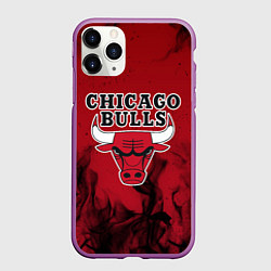 Чехол iPhone 11 Pro матовый CHICAGO BULLS, цвет: 3D-фиолетовый