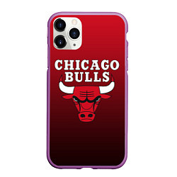 Чехол iPhone 11 Pro матовый CHICAGO BULLS, цвет: 3D-фиолетовый