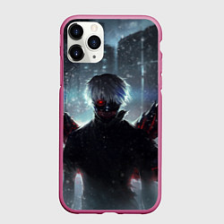 Чехол iPhone 11 Pro матовый Токийский Гуль, цвет: 3D-малиновый