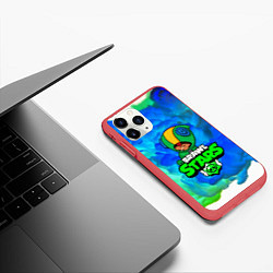 Чехол iPhone 11 Pro матовый BRAWL STARS LEON, цвет: 3D-красный — фото 2