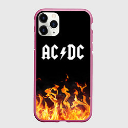 Чехол iPhone 11 Pro матовый AC DC, цвет: 3D-малиновый