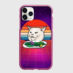 Чехол iPhone 11 Pro матовый Woman yelling at a cat, цвет: 3D-малиновый