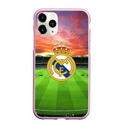 Чехол iPhone 11 Pro матовый FC Real Madrid, цвет: 3D-розовый
