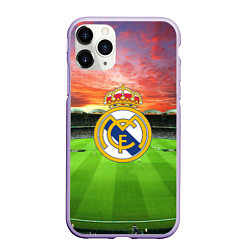 Чехол iPhone 11 Pro матовый FC Real Madrid, цвет: 3D-светло-сиреневый
