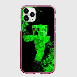 Чехол iPhone 11 Pro матовый MINECRAFT, цвет: 3D-малиновый