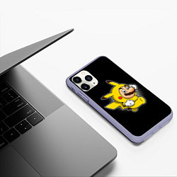 Чехол iPhone 11 Pro матовый Марио в костюме пикачу, цвет: 3D-светло-сиреневый — фото 2