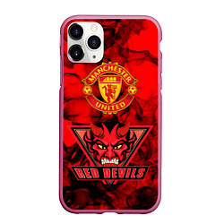 Чехол iPhone 11 Pro матовый Manchester United, цвет: 3D-малиновый
