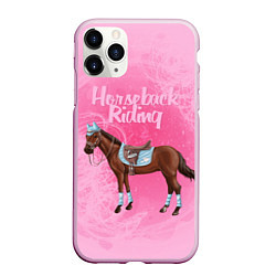 Чехол iPhone 11 Pro матовый Horseback Rading, цвет: 3D-розовый