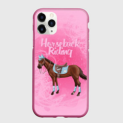 Чехол iPhone 11 Pro матовый Horseback Rading, цвет: 3D-малиновый