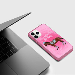 Чехол iPhone 11 Pro матовый Horseback Rading, цвет: 3D-малиновый — фото 2