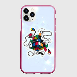 Чехол iPhone 11 Pro матовый Кубик Рубика, цвет: 3D-малиновый