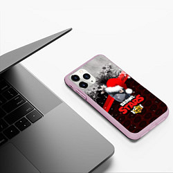 Чехол iPhone 11 Pro матовый Новогодний BRAWL STARS CROW, цвет: 3D-розовый — фото 2