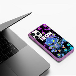 Чехол iPhone 11 Pro матовый BRAWL STARS ОБОРОТЕНЬ LEON, цвет: 3D-фиолетовый — фото 2