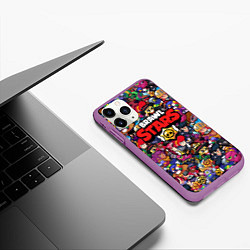 Чехол iPhone 11 Pro матовый ПЕРСОНАЖИ BRAWL STARS, цвет: 3D-фиолетовый — фото 2