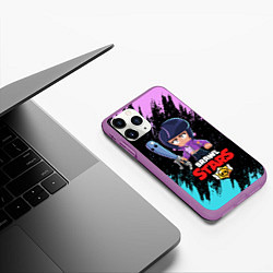 Чехол iPhone 11 Pro матовый BRAWL STARS BIBI, цвет: 3D-фиолетовый — фото 2