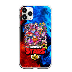 Чехол iPhone 11 Pro матовый BRAWL STARS ВСЕ ПЕРСОНАЖИ, цвет: 3D-белый