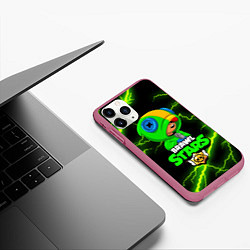 Чехол iPhone 11 Pro матовый BRAWL STARS LEON, цвет: 3D-малиновый — фото 2