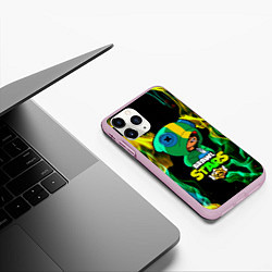 Чехол iPhone 11 Pro матовый Brawl Stars LEON, цвет: 3D-розовый — фото 2