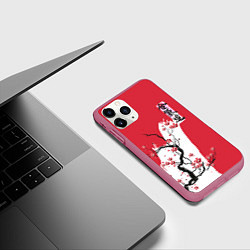 Чехол iPhone 11 Pro матовый Сакура Айкидо, цвет: 3D-малиновый — фото 2