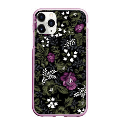 Чехол iPhone 11 Pro матовый Цветы, цвет: 3D-розовый