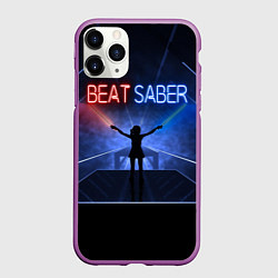 Чехол iPhone 11 Pro матовый Beat Saber, цвет: 3D-фиолетовый