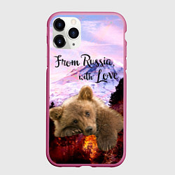 Чехол iPhone 11 Pro матовый Из России с любовью, цвет: 3D-малиновый