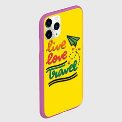 Чехол iPhone 11 Pro матовый Жизнь, любовь, путешествия, цвет: 3D-фиолетовый — фото 2