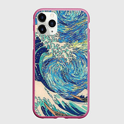 Чехол iPhone 11 Pro матовый Звездная ночь, цвет: 3D-малиновый