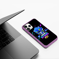 Чехол iPhone 11 Pro матовый Brawl Stars LEON, цвет: 3D-фиолетовый — фото 2