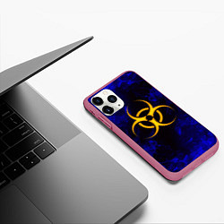 Чехол iPhone 11 Pro матовый BIOHAZARD, цвет: 3D-малиновый — фото 2