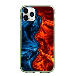 Чехол iPhone 11 Pro матовый Огонь и вода, цвет: 3D-салатовый