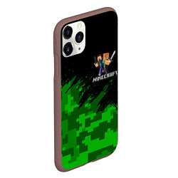 Чехол iPhone 11 Pro матовый MINECRAFT, цвет: 3D-коричневый — фото 2