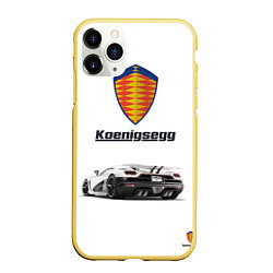 Чехол iPhone 11 Pro матовый Koenigsegg, цвет: 3D-желтый