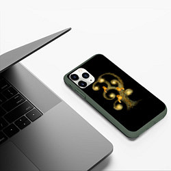 Чехол iPhone 11 Pro матовый Коты на дереве, цвет: 3D-темно-зеленый — фото 2