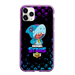 Чехол iPhone 11 Pro матовый BRAWL STARS LEON SHARK, цвет: 3D-фиолетовый