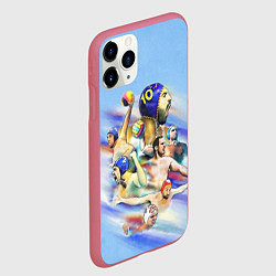 Чехол iPhone 11 Pro матовый Water polo players, цвет: 3D-малиновый — фото 2