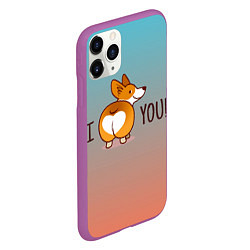 Чехол iPhone 11 Pro матовый I love you смешной корги, цвет: 3D-фиолетовый — фото 2