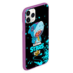 Чехол iPhone 11 Pro матовый BRAWL STARS LEON SHARK, цвет: 3D-фиолетовый — фото 2