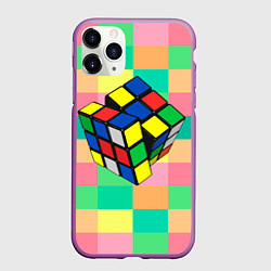Чехол iPhone 11 Pro матовый Кубик Рубика, цвет: 3D-фиолетовый