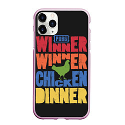 Чехол iPhone 11 Pro матовый Winner Chicken Dinner, цвет: 3D-розовый