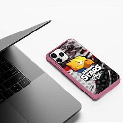 Чехол iPhone 11 Pro матовый BRAWL STARS:CROW, цвет: 3D-малиновый — фото 2