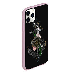 Чехол iPhone 11 Pro матовый Якорь с компасом и цветами, цвет: 3D-розовый — фото 2