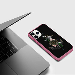 Чехол iPhone 11 Pro матовый Якорь с компасом и цветами, цвет: 3D-малиновый — фото 2