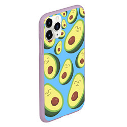 Чехол iPhone 11 Pro матовый Авокадо паттерн, цвет: 3D-сиреневый — фото 2