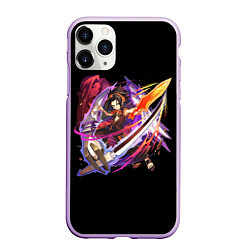 Чехол iPhone 11 Pro матовый Shaman king, цвет: 3D-сиреневый